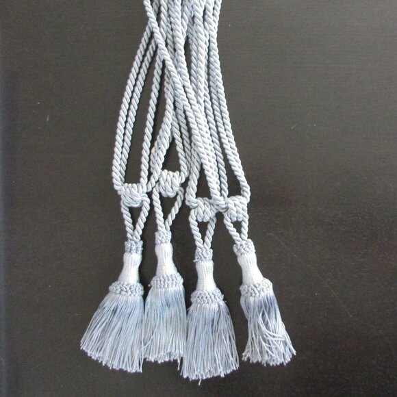 Silver Silky Curtain Tie Back Tassels x 4 - Picture 8 of 10